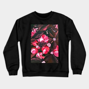 Luxurious Burgundy Leaves with Dark Millennial Pink Flowers and Pink Spine Notebook Crewneck Sweatshirt